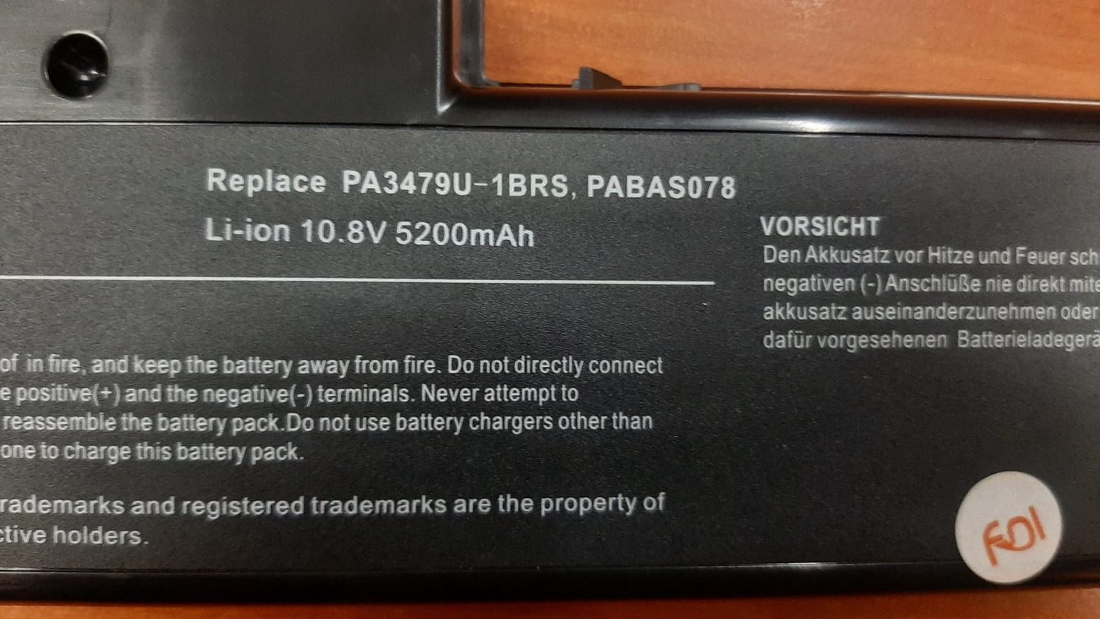 Toshiba Portege 3479/3480 Battery